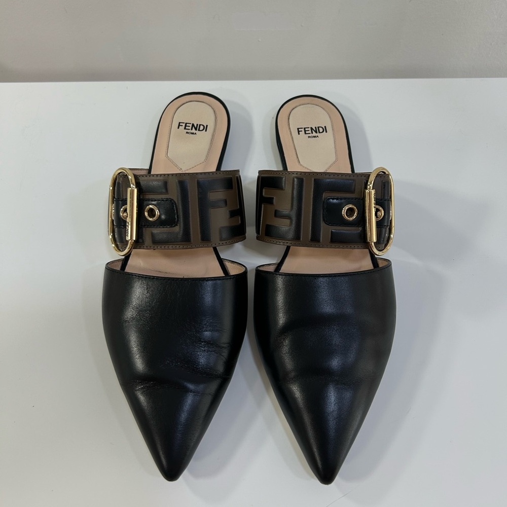 Fendi Zucca Leather Mules